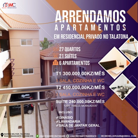 Venda ARRENDAMENTOS APARTAMENTOS EM RESIDENCIAL PRIVADO NO TALATONA