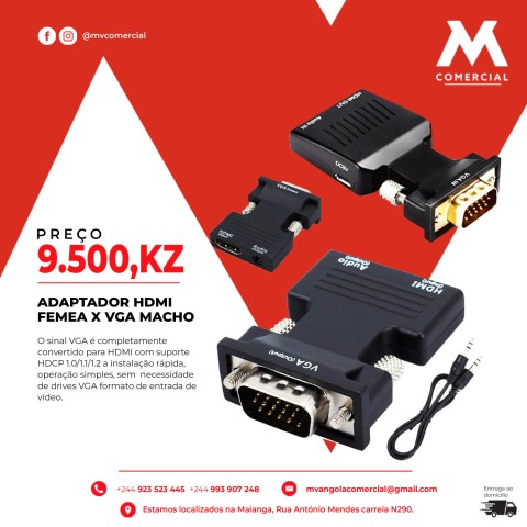 Venda ADAPTADOR CONVERSOR VGA PARA HDMI FEMEA