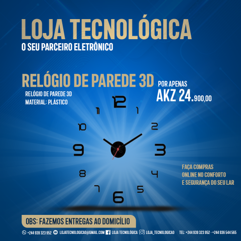 Venda RELOGIO DE PAREDE 3D
