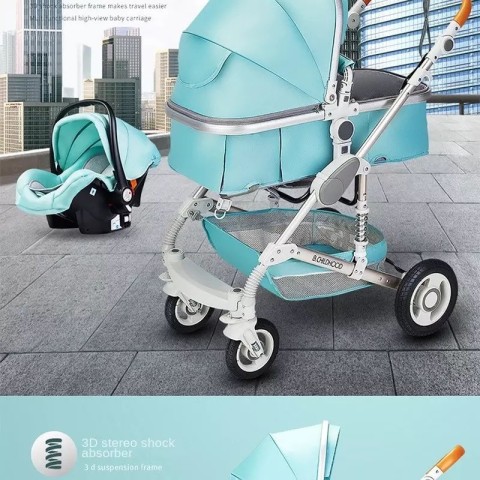 Venda Babyfond-3-in-1 carrinho de bebê com assento de carro, carrinho de criança dobrável para bebê 0-3 anos, em dois sentidos