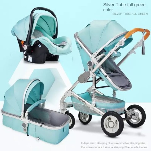 Venda Babyfond-3-in-1 carrinho de bebê com assento de carro, carrinho de criança dobrável para bebê 0-3 anos, em dois sentidos