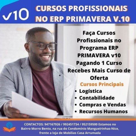 Venda CURSOS PROFISSIONAIS NO PROGRAMA ERP PRIMAVERA V10