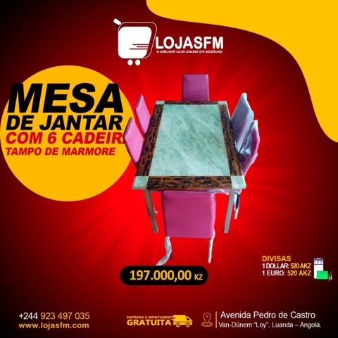 Venda MESA DE JANTAR COM 06 CADEIRAS TAMPO DE MARMORE
