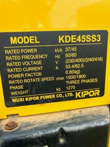 Venda Gerador KIPOR KDE45SS3 DE 37 45 KVA