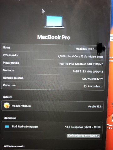 Venda MACBOOK PRO 2018