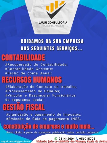 Venda PRESTAÇÃO DE SERVIÇOS NA ÁREA DA CONTABILIDADE-RECURSOS HUMANOS-GESTÃO FISCAL