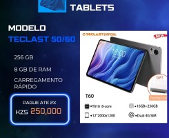 A venda TABLET NOVO TECLAST T50/60 8Gb RAM, 256 Armazenamento