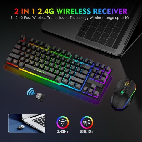 Venda Teclado e mouse gamer sem fio2.4g