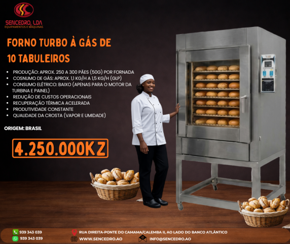 Venda FORNO TURBO À GÁS DE 10 TABULEIROS